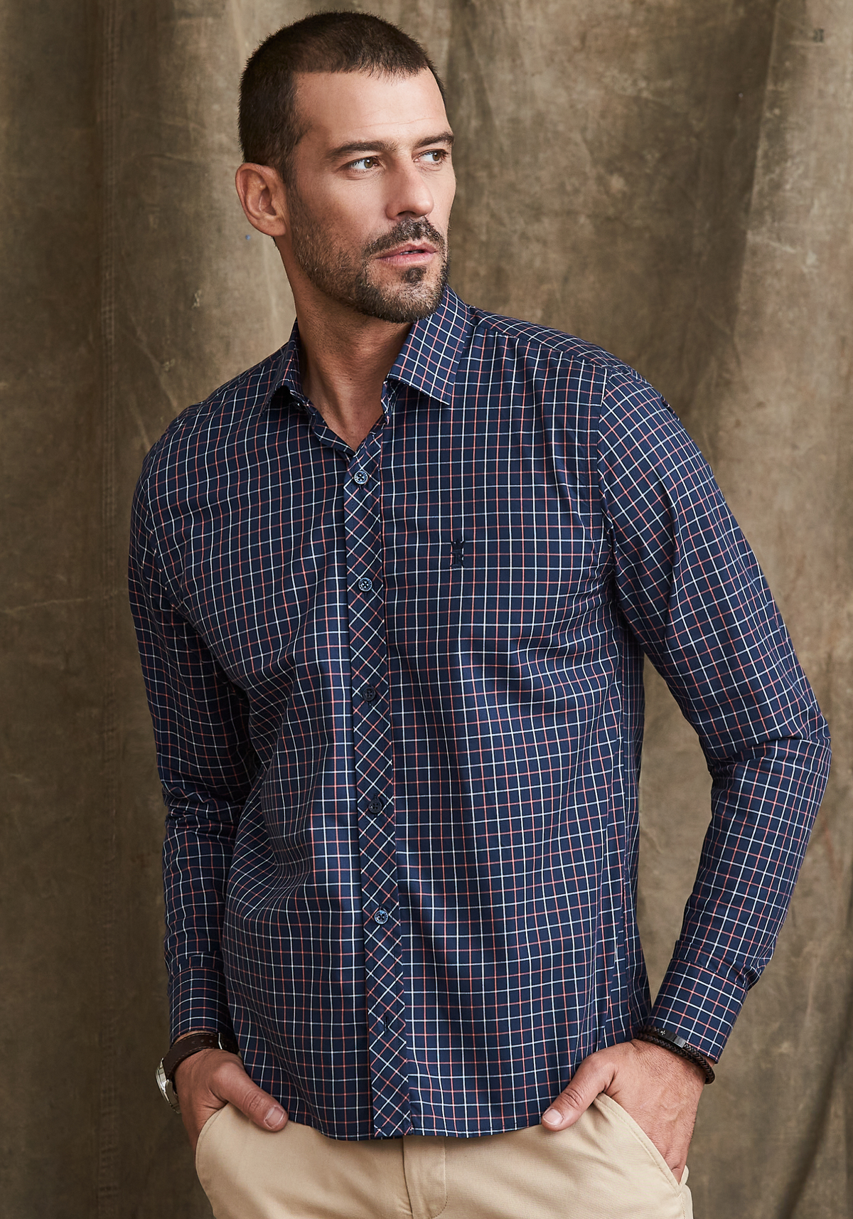 CAMISA SLIM XADREZ FIO 80 M/L