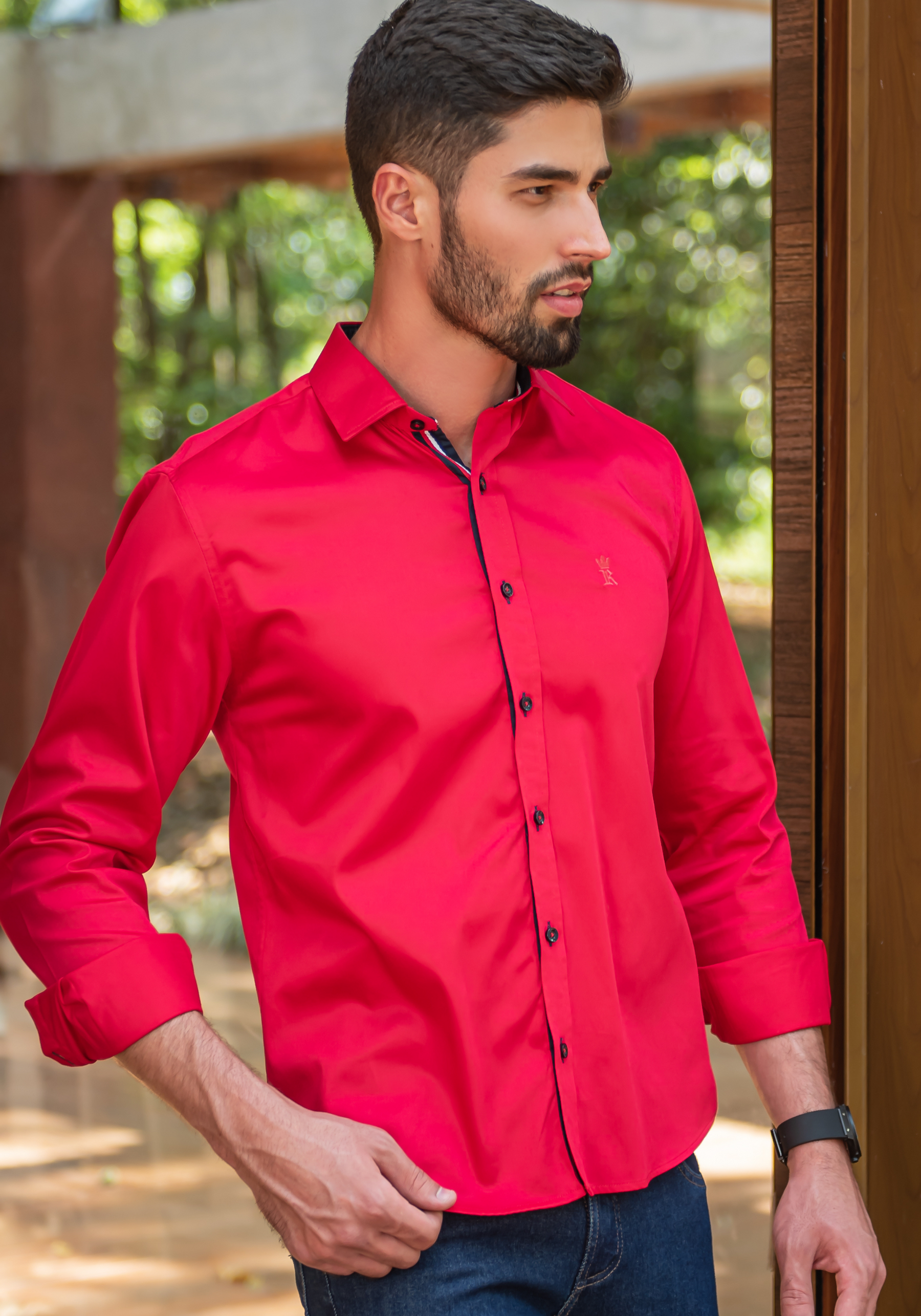 CAMISA SLIM FIT SATIM COM DETALHES M/L