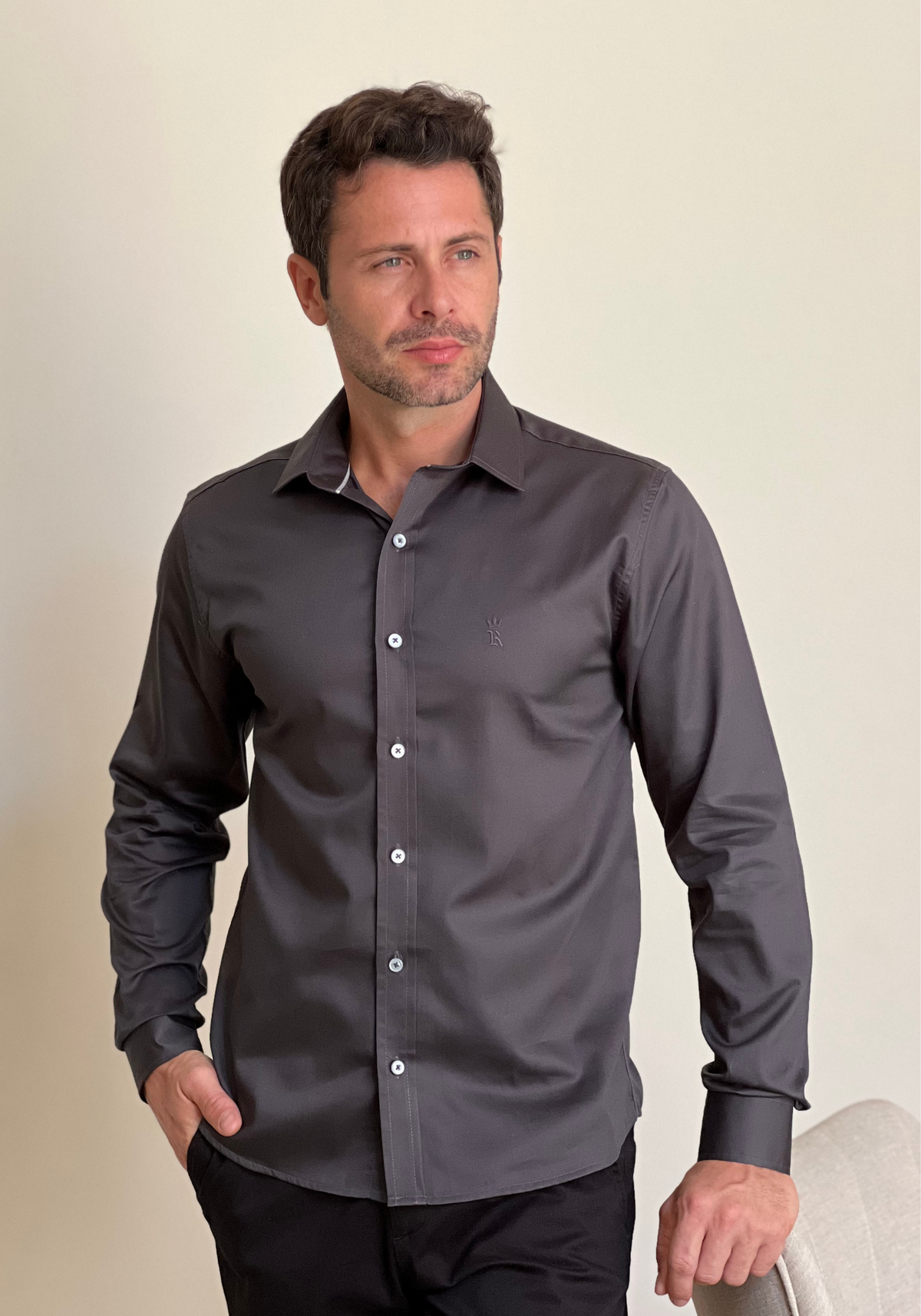 CAMISA SLIM FIT SATIN M/L