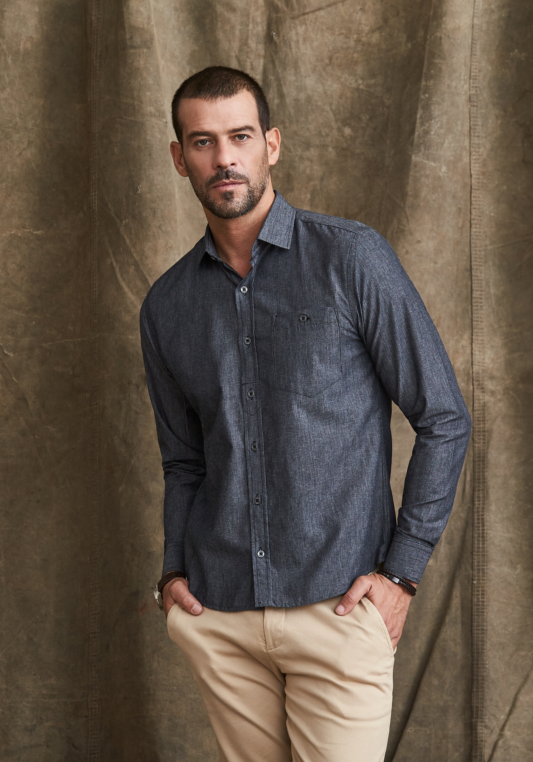 CAMISA SLIM DENIM M/L