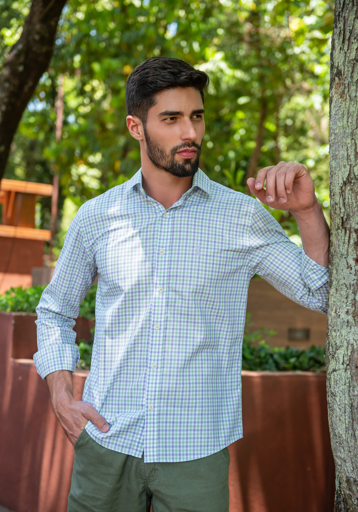 CAMISA SLIM FIT XADREZ FIO 80 M/L