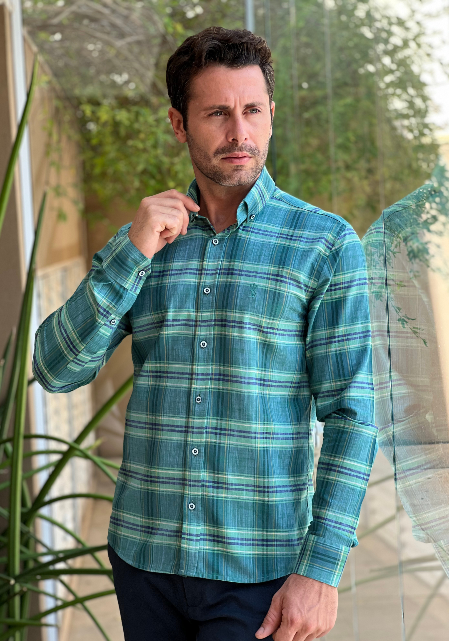 CAMISA SLIM FIT XADREZ FIO 60 M/L