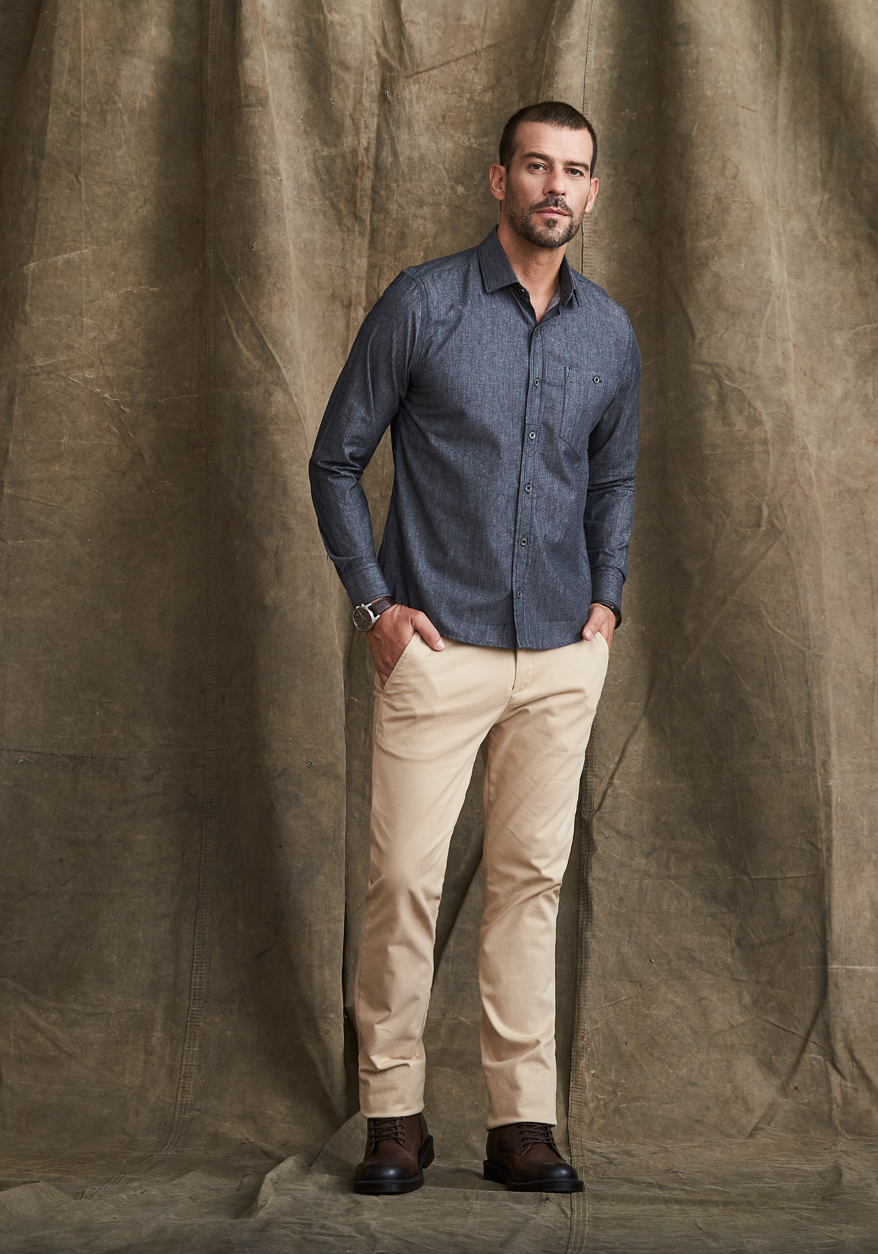 CAMISA SLIM DENIM M/L