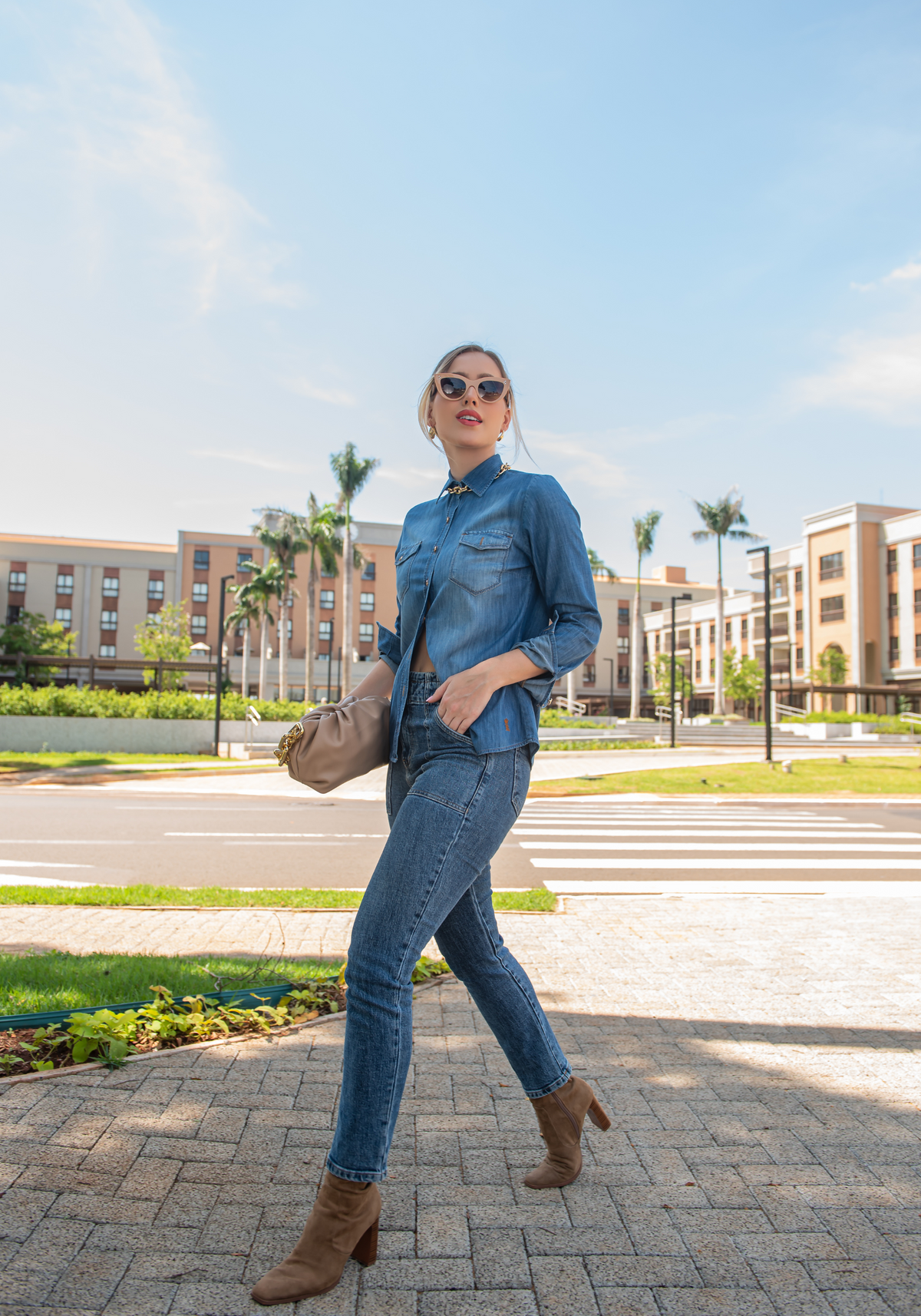 CAMISETE FEMININO JEANS M/L