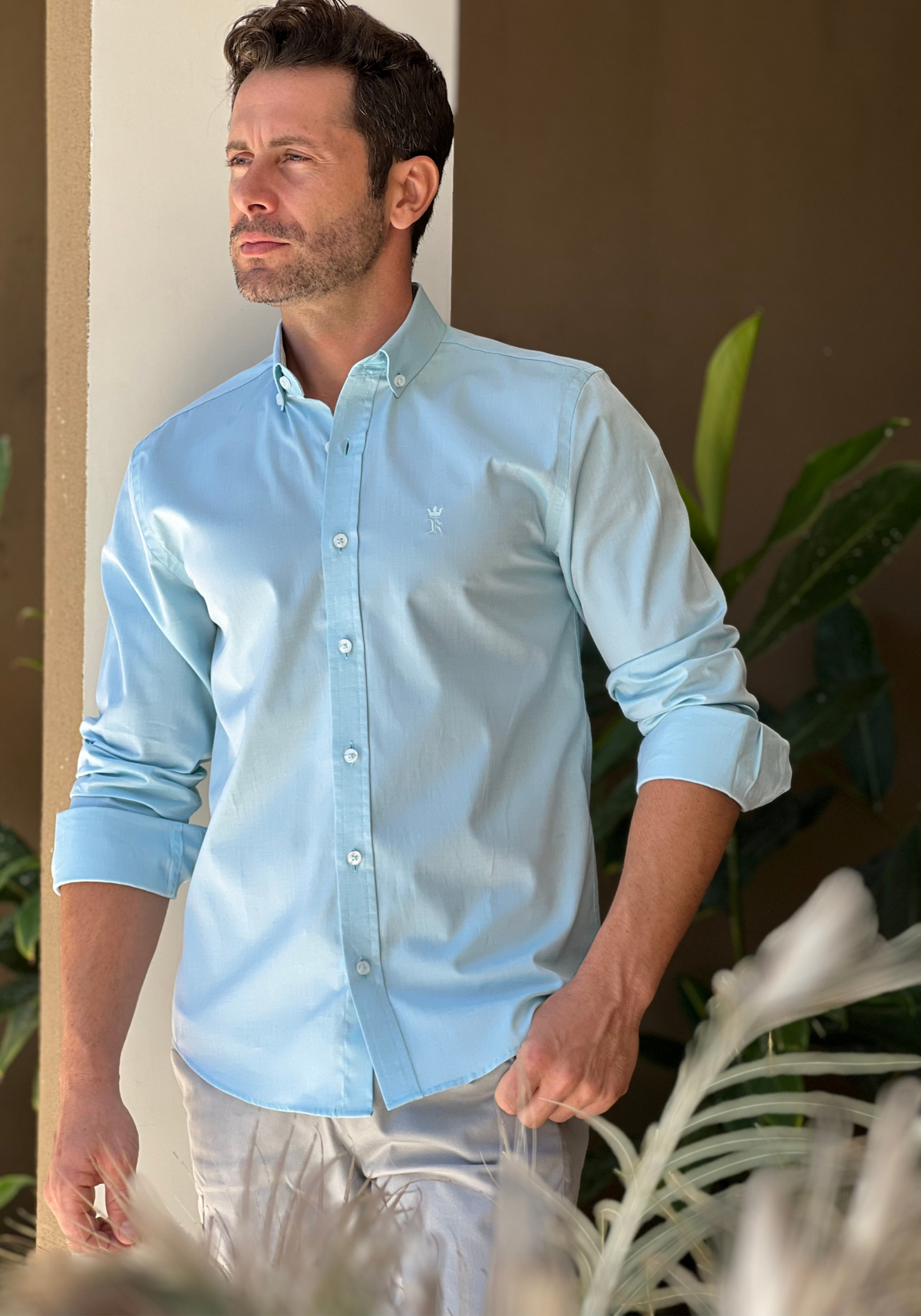 CAMISA SLIM LISA PIN POINT FIO 100 M/L