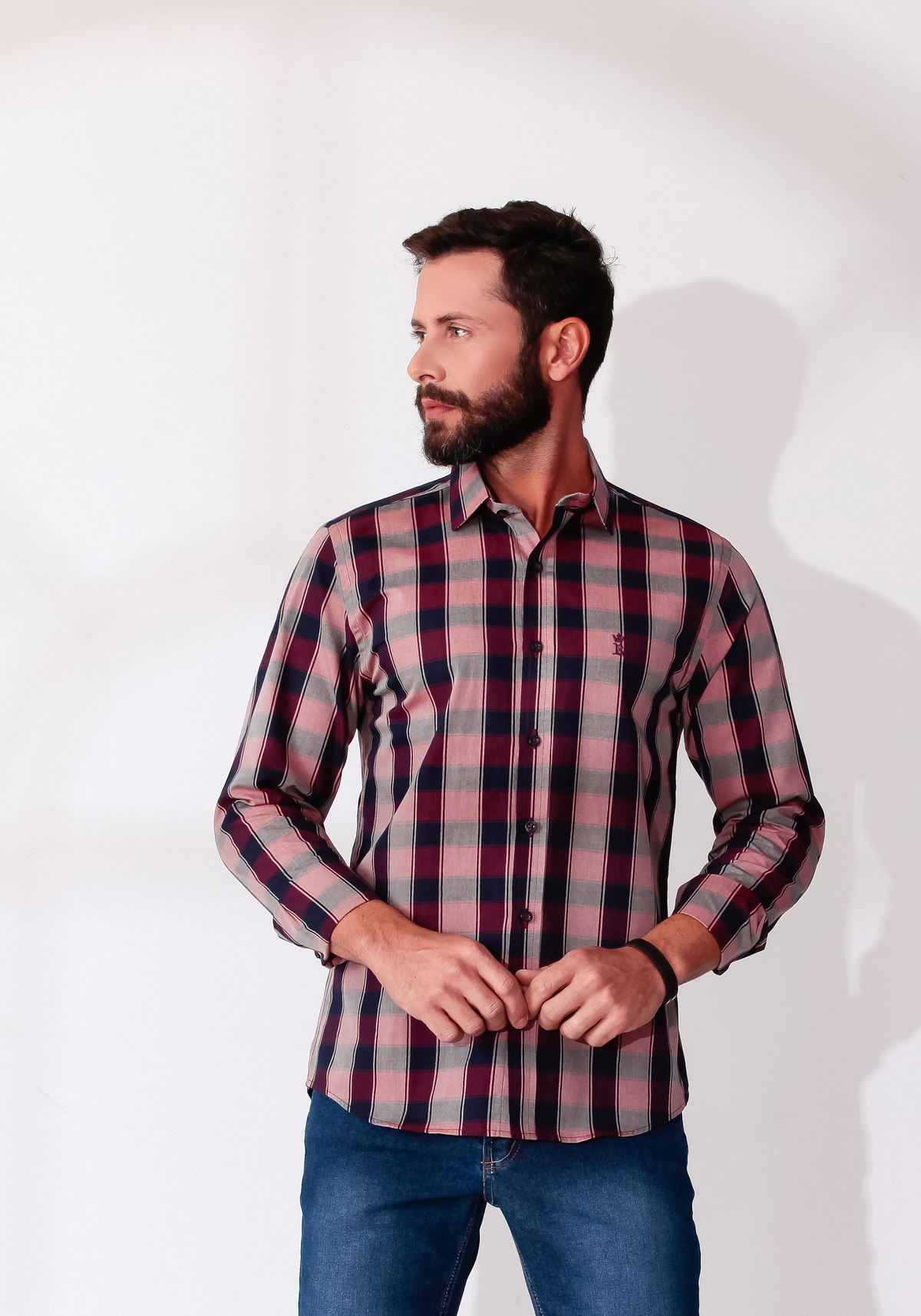 CAMISA SLIM FIT XADREZ FIO 80 M/L