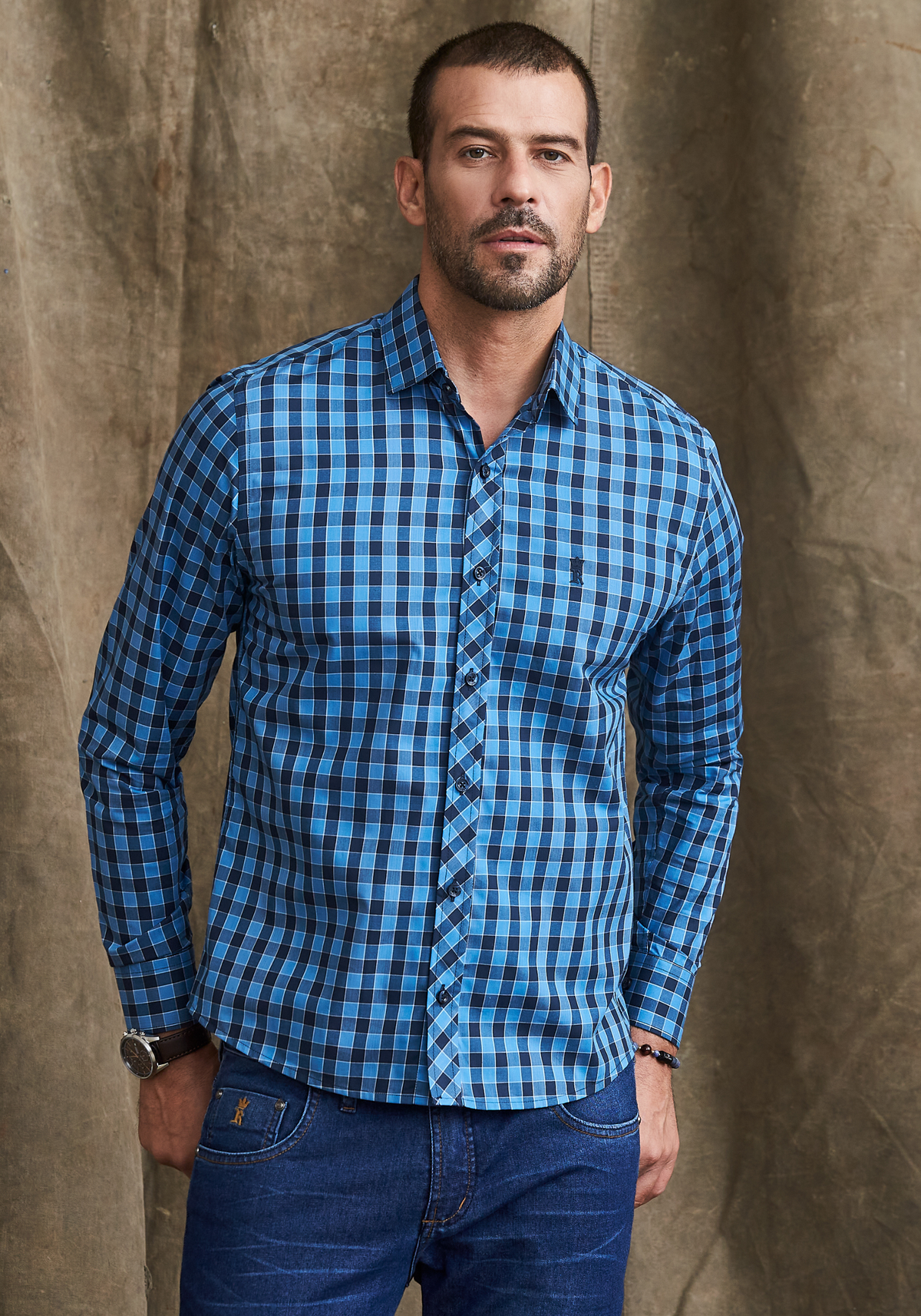 CAMISA SLIM XADREZ FIO 80 M/L